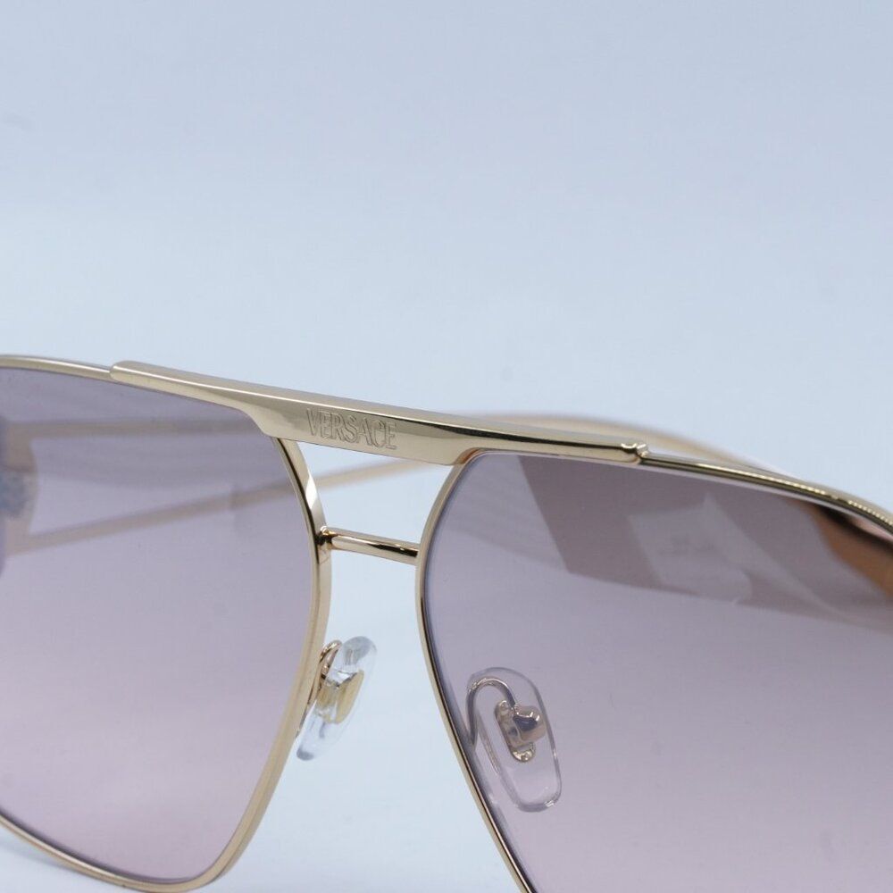 Versace VE2269 10027E Sunglasses Gold Geometric Frame, Pink Mirror Lenses - Picture 5 of 14